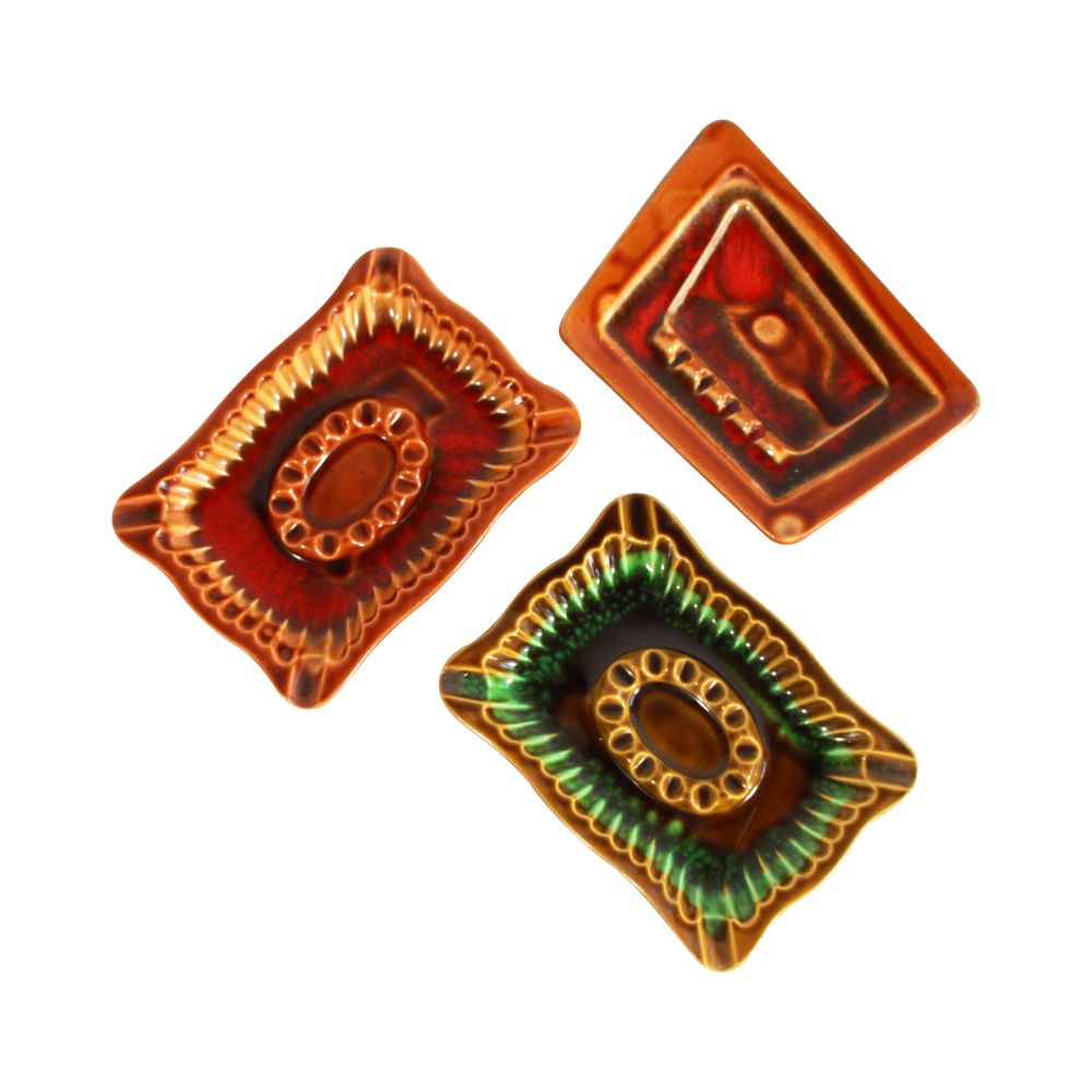 Mid Century Modern Ceramic / Pottery Ashtrays - Set of 3