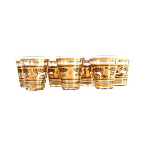 Mid Century Modern Culver Gold Cocktail Glasses - Set of 7