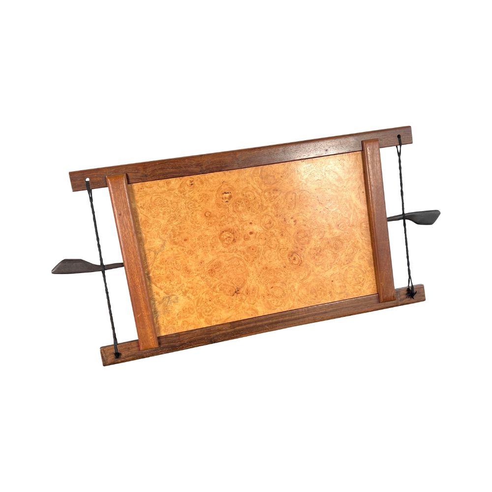 Vintage Danish Modern Ebony, Teak, Rosewood & Burl Cocktail Serving Tray