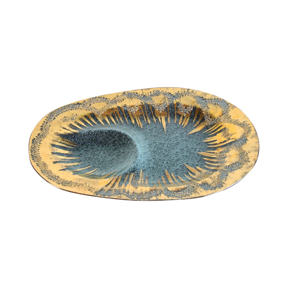 Vintage Hollywood Regency Dorothy Thorpe Gold Glass Serving Platter