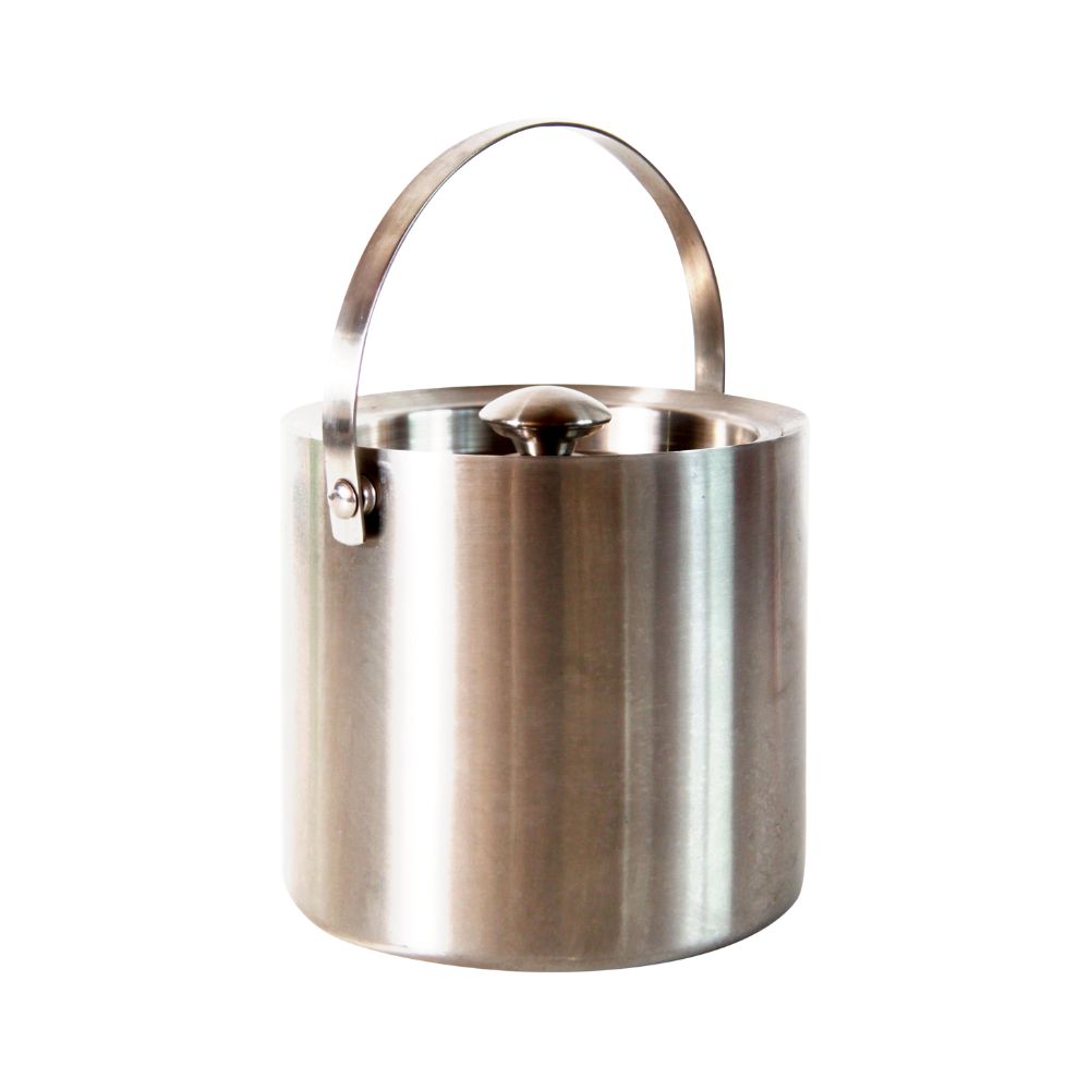 Vintage Mid Century Modern Insulated Stainless Steel Ice Bucket