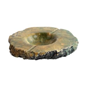 Vintage Mid Century Modern Italian Green Alabaster Carved Ashtray