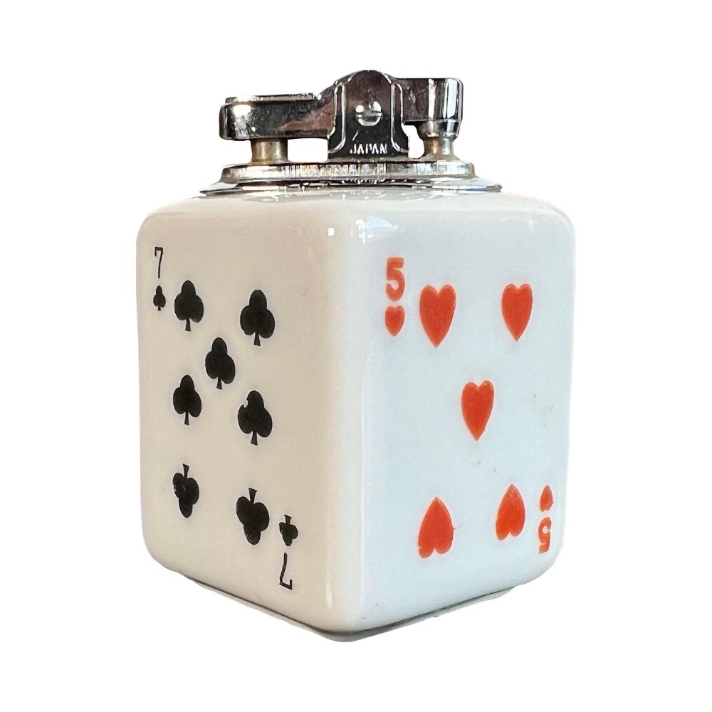 Vintage Mid Century Playing Cards Ceramic Table Lighter
