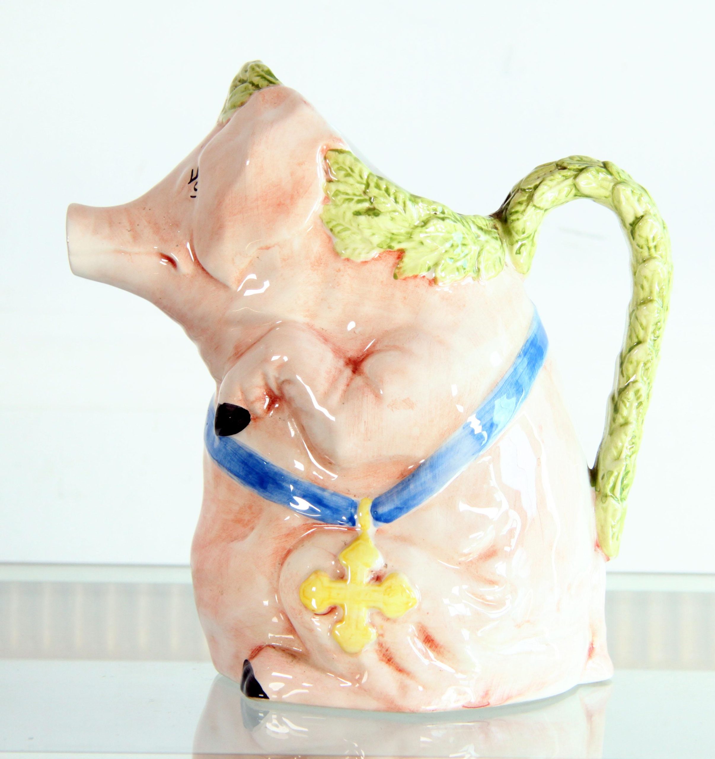 vintage-italian-ceramic-figural-pig-water-pitcher-2328 vintage-italian-ceramic-figural-pig-water-pitcher-2328