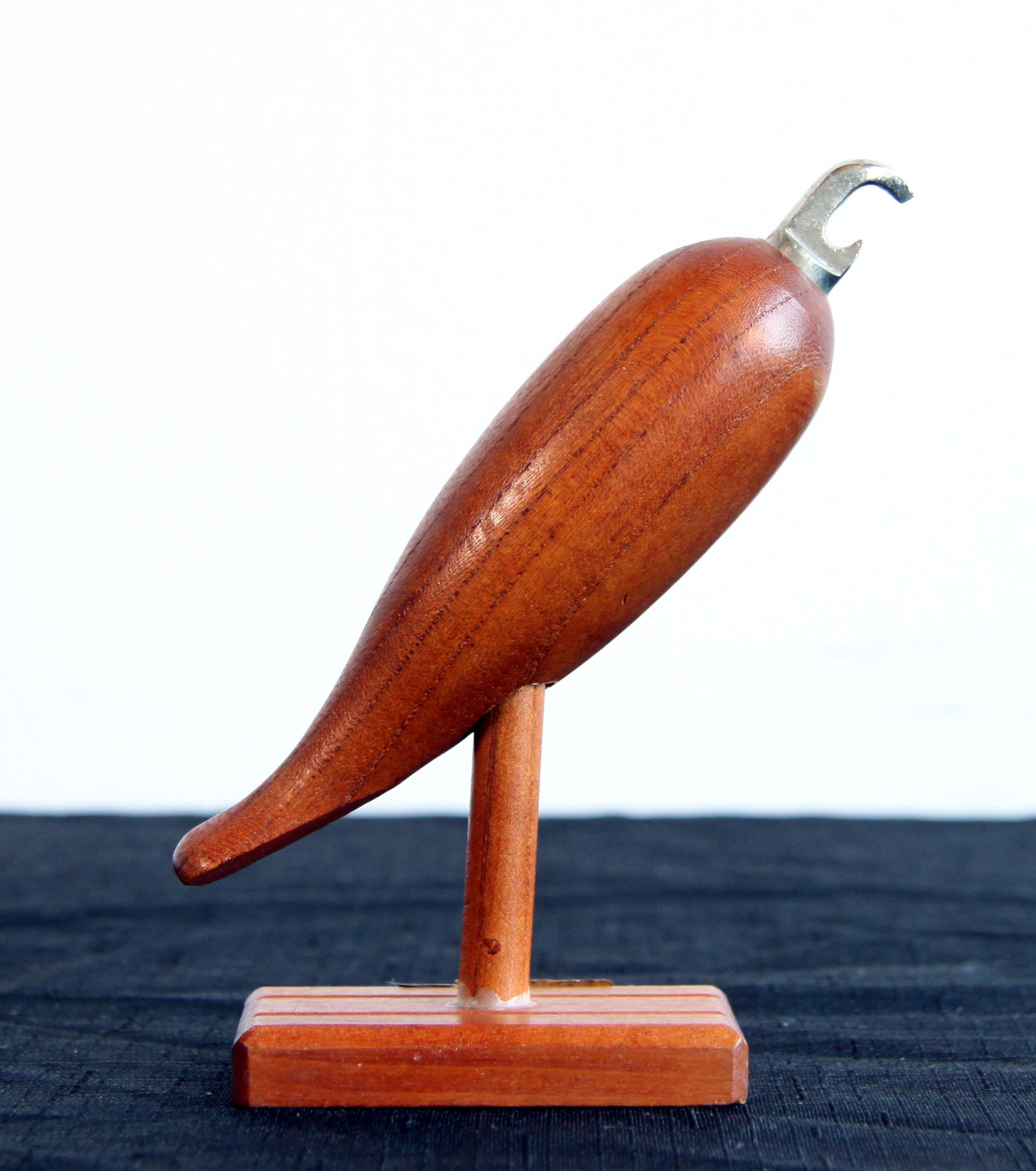vintage-teak-bird-bottle-opener-on-stand-8564 vintage-teak-bird-bottle-opener-on-stand-8564